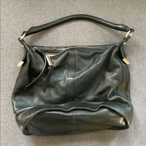 Foley and Corinna black leather bucket bag